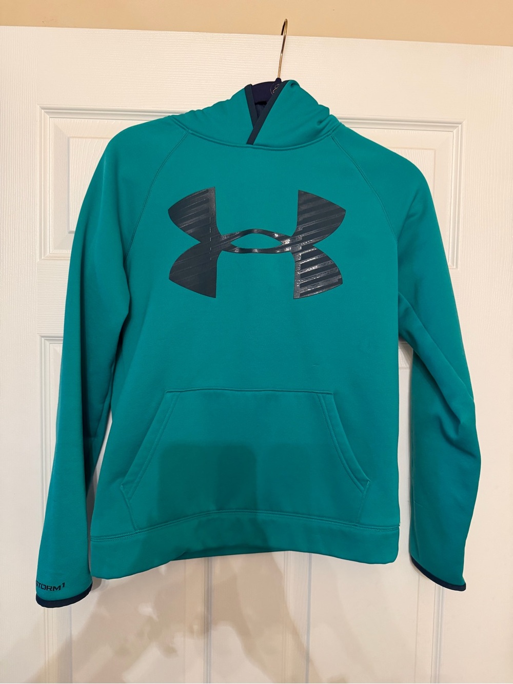 Under Armour Teal Hooded Pullover with Navy Trim